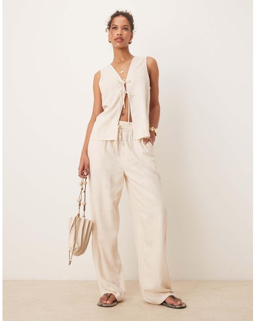 ASOS Natural Linen Look Pull On Trousers
