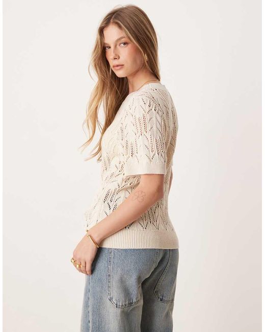 Vila Natural Short Sleeve Open Knitted T-shirt