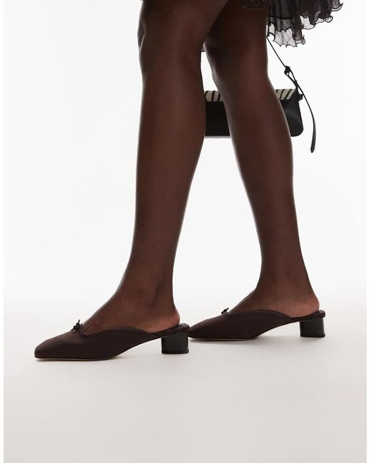 & Other Stories Brown Satin Mule Heeled Pump