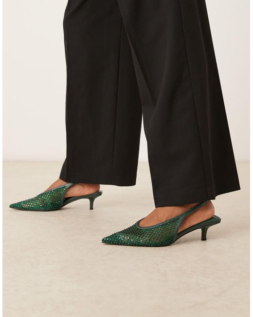 Sydney - chaussures à petit talon et bride arrière avec ornements ASOS en coloris Green