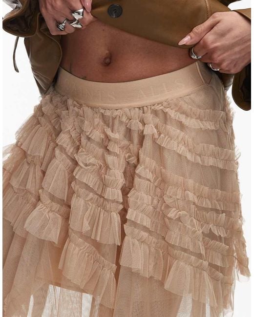 AllSaints White Jayde Tulle Mini Skirt