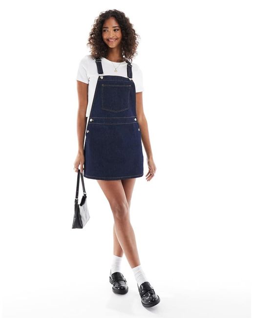 ASOS Blue Denim Dungaree Micro Mini Dress