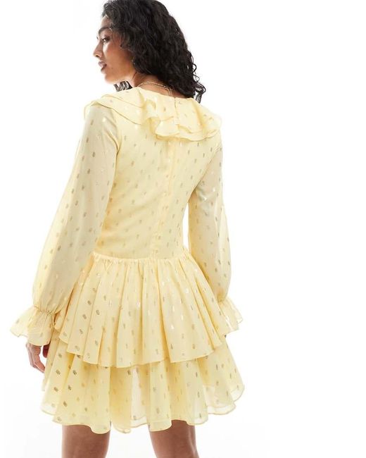 TFNC London Metallic Tiered Mini Dress With Ruffle Detail