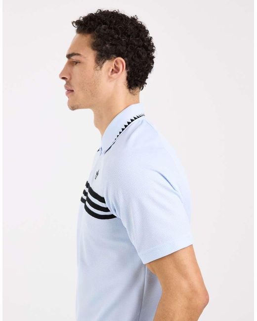 Adidas Originals White Chest Stripes Slim Polo for men