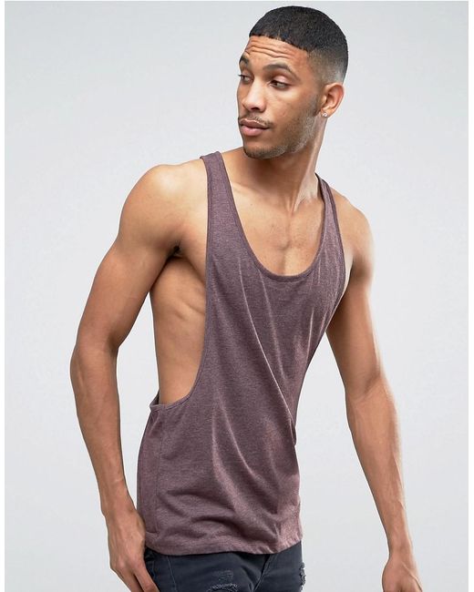 ASOS Singlet With Extreme Dropped Armhole And Racer Back in Red for Men |  Lyst