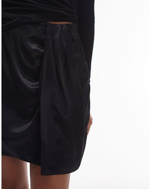 TOPSHOP Black Sarong Mini Skirt