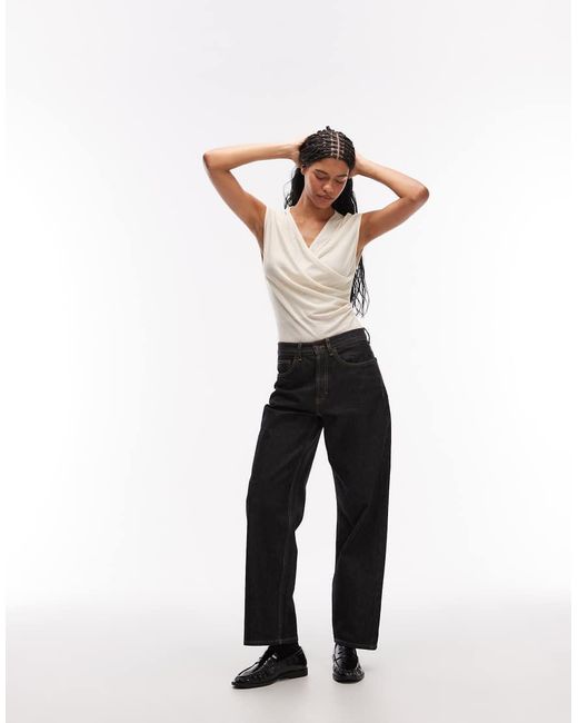 ASOS Natural Soft Jersey Drape Wrap Bodysuit
