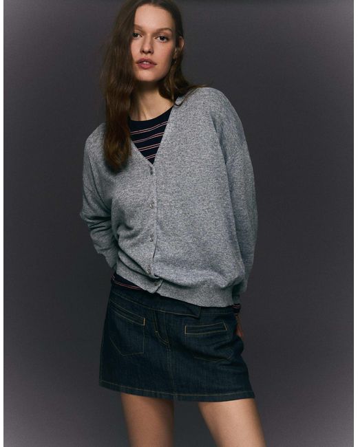 Bershka Gray – basic-strickjacke