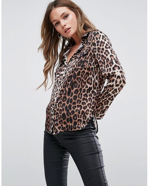 Lipsy Multicolor Michelle Keegan Loves Shirt In Leopard Print