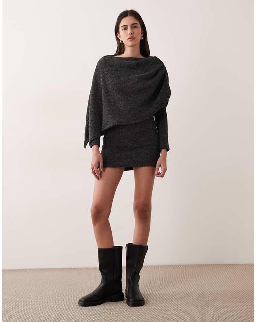ASOS Black Brushed Rib Cape Mini Dress