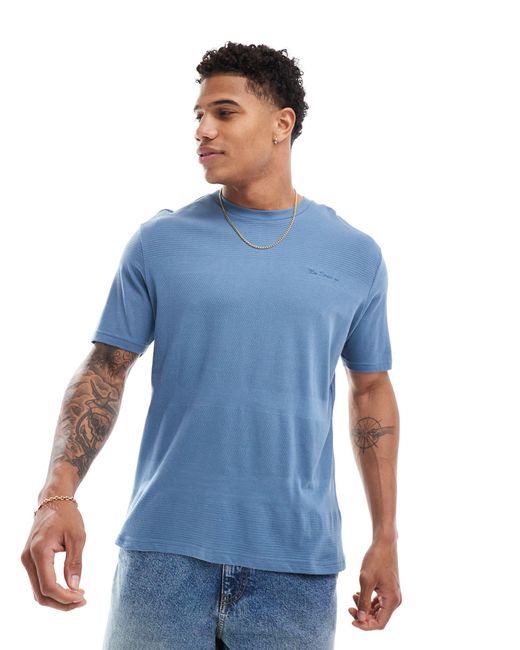 Ben Sherman – strukturiertes t-shirt in Blue für Herren