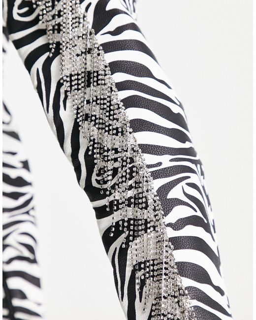 ASOS White – kim – verzierte overknee-stiefel mit zebramuster