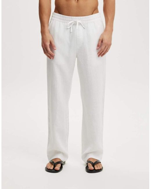 Cotton On White Baggy Linen Pant for men