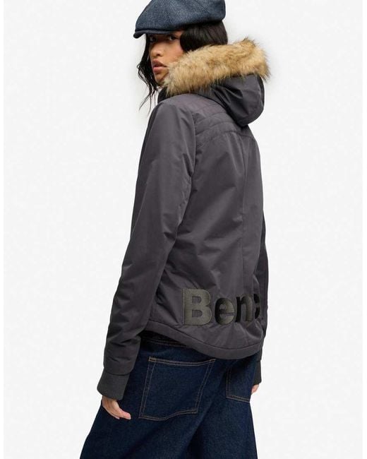 Bench x Superdry & Co Blue Faux Fur Hooded Windcheater Jacket