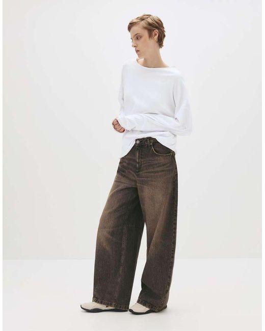 Pull&Bear White Oversize Long Sleeve T-Shirt