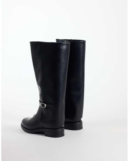 Glamorous Black Riding Knee Boots With Buckle