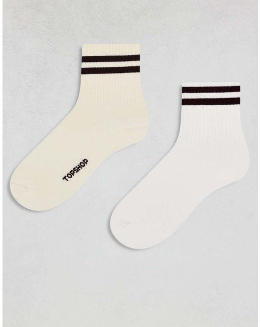 TOPSHOP Natural – 2er-pack sportliche, gerippte socken