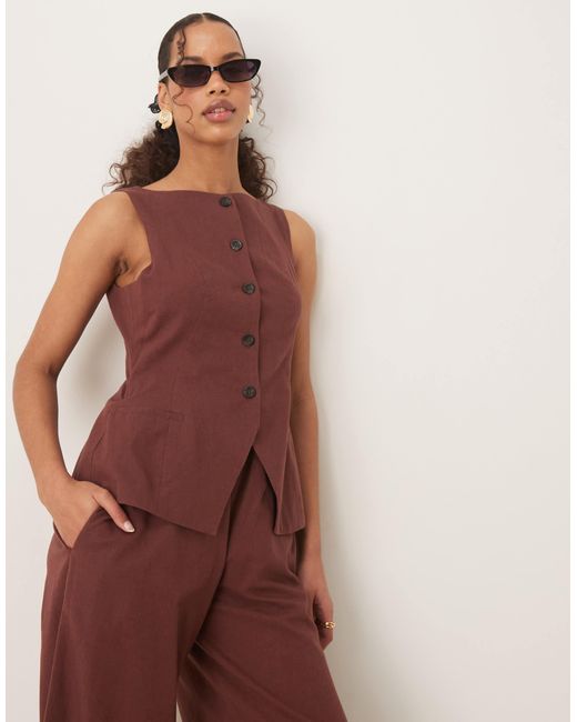 ASOS Red Button Down Vest Jumpsuit