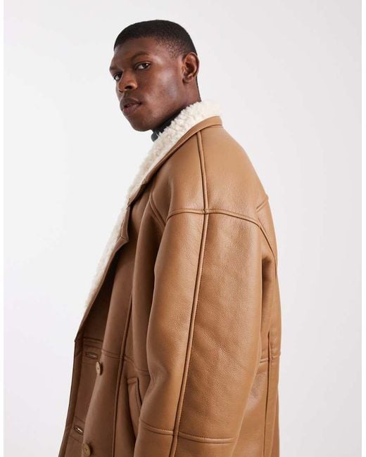 ASOS Brown Oversized Aviator Jacket for men
