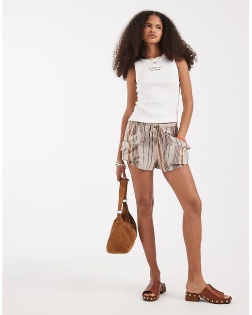 Vero Moda Brown Scent Of Summer Embroidered Graphic Rib Vest