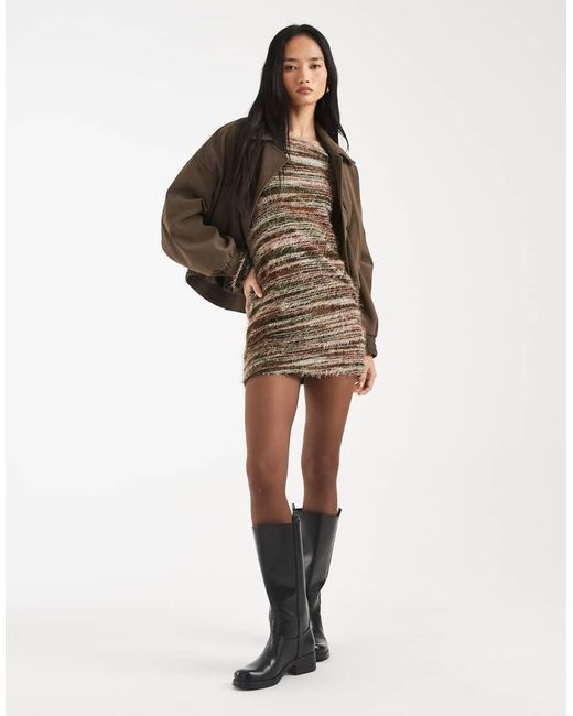 Kiwi & Co Gray Bibi Textured Knit Bardot Mini Dress