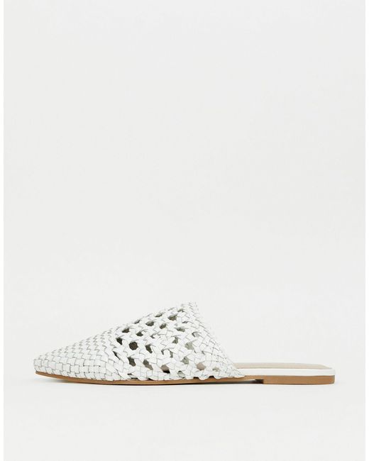 ALDO White Rylan Leather Woven Mules