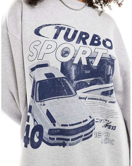 ASOS White Oversized Sweat With Turbo Car Graphic