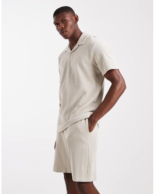 Only & Sons Natural Co-Ord Ribbed Jersey Short for men