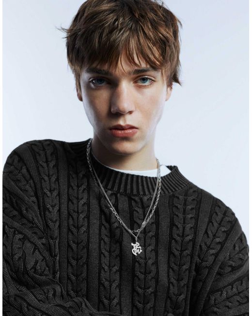 Pull&Bear – strickpullover in Black für Herren