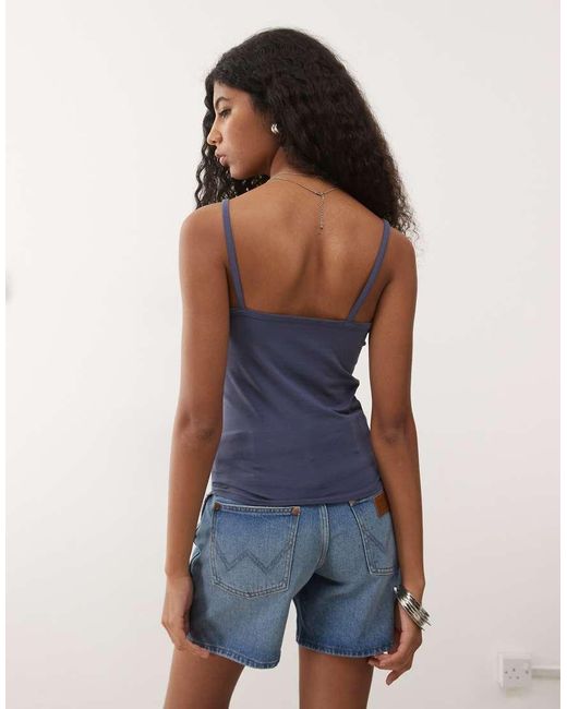 Collusion Blue Fitted Spaghetti Strap Tank Top