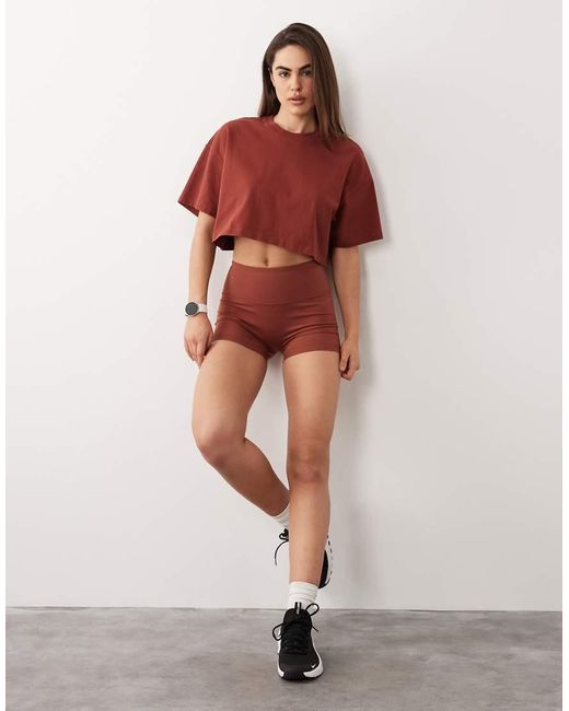 4505 Red Icon Heavyweight Cotton Cropped T-shirt With Quick Dry Finish