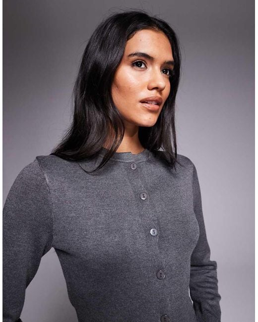 Kaiia Gray Exclusive Button-through Split Front Long Sleeve Cardigan