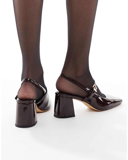 Camila - sandales à talon mi-haut et bride arrière avec boucle - foncé London Rebel en coloris Brown