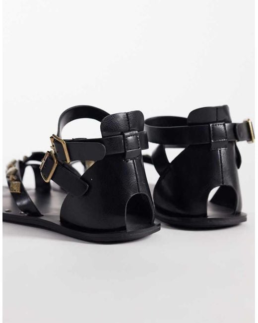 ASOS Metallic Ferris Studded Gladiator Flat Sandals