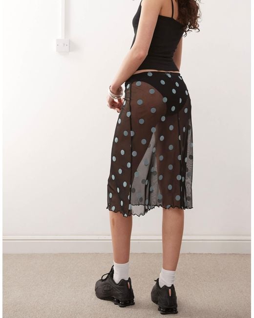 Collusion Natural Polka Dot Sheer Mesh Skirt