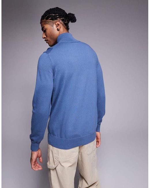 Boss Blue Kanobix Fine Knit Half Zip Jumper for men