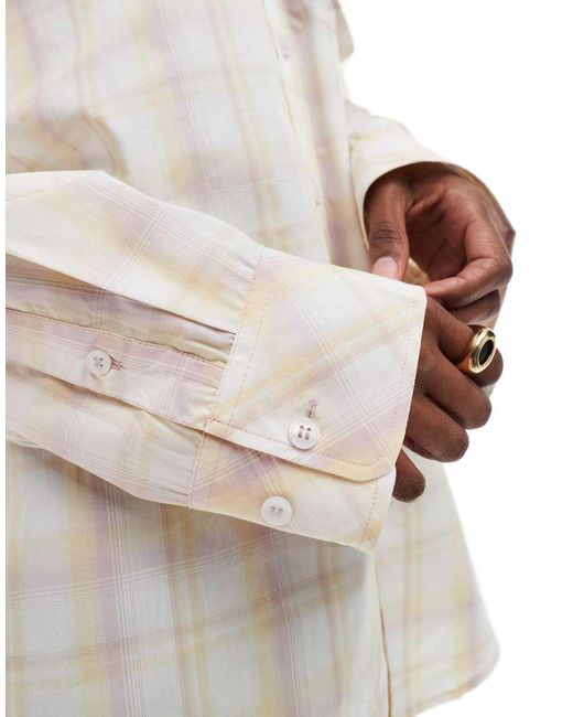 Camisa Rosa Y Amarilla A Cuadros Extragrande De Algodón De -Neutro Monki de color White