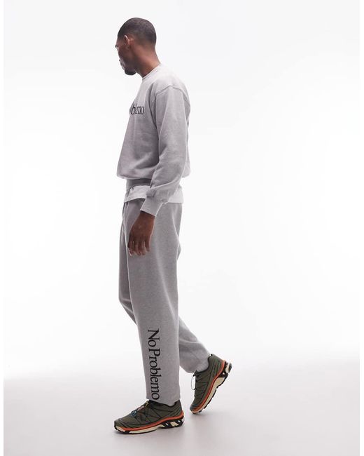 No Problemo Gray Logo Cotton Joggers for men