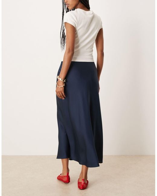 Vila Blue Satin Maxi Skirt