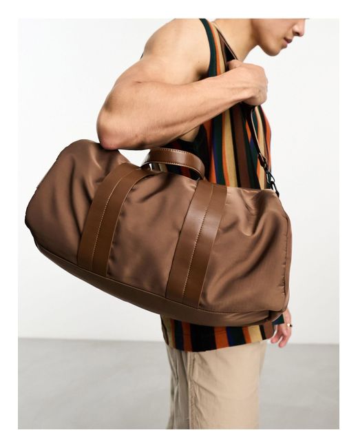 ASOS Soft Holdall Bag With Detachable Strap in Brown for Men | Lyst