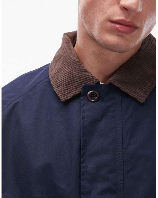 Timberland Blue Washed Barn Coat With Cord Collar for men