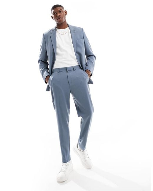 ASOS Blue Tapered Suit Trousers for men