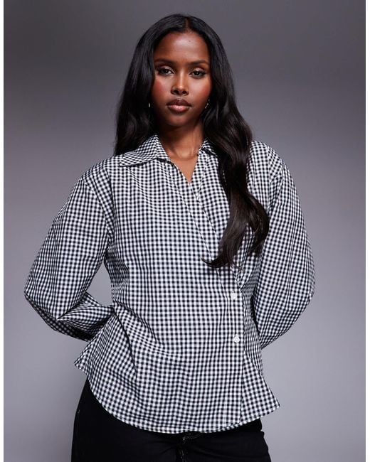 ASOS Gray Wrap Shirt With Cocoon Sleeve