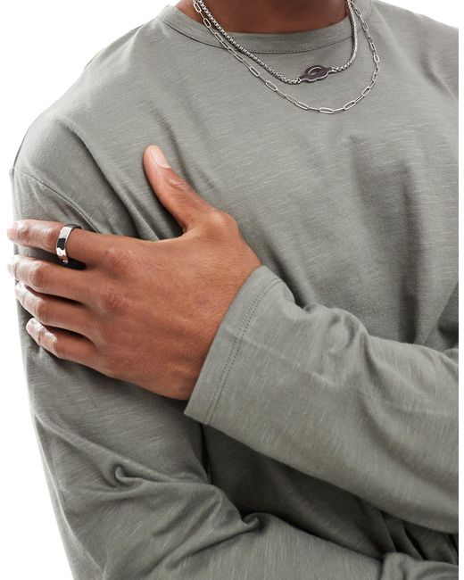 T-shirt long décontracté - kaki ASOS pour homme en coloris Gray