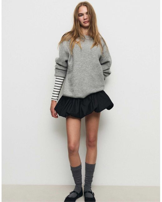 Stradivarius Gray – kurzer ballon-skort