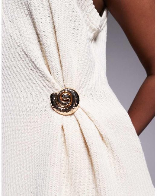 River Island White Textured Shell Trim Tunic Top Co-ord