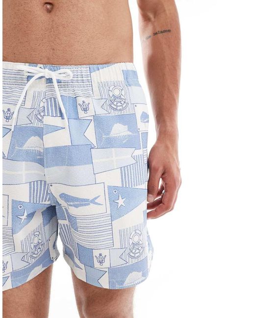Hollister Blue Printed Seaclub Collage Swimwear Shorts for men