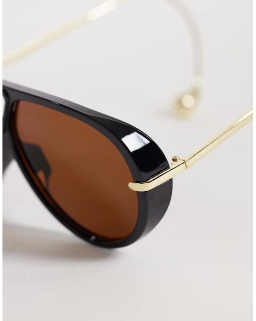 Kaiia White Exclusive Smoky Lens Curved Aviator Sunglasses
