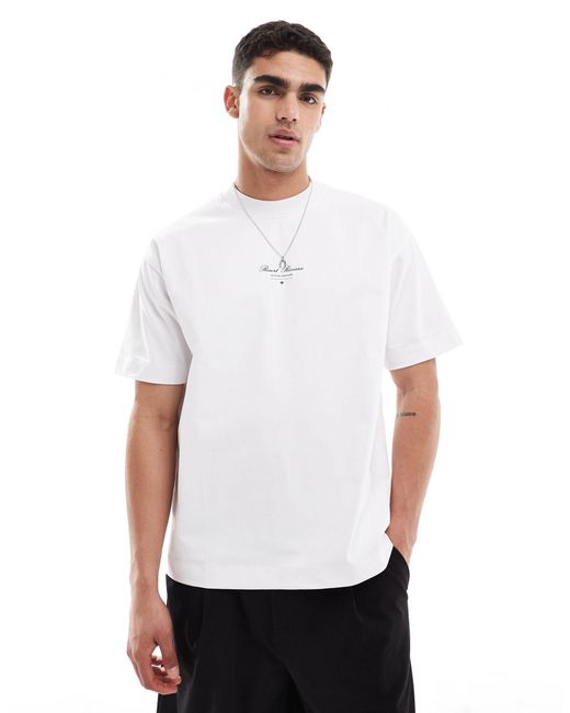 The Couture Club White Oversized Riviera Back Print T-shirt for men