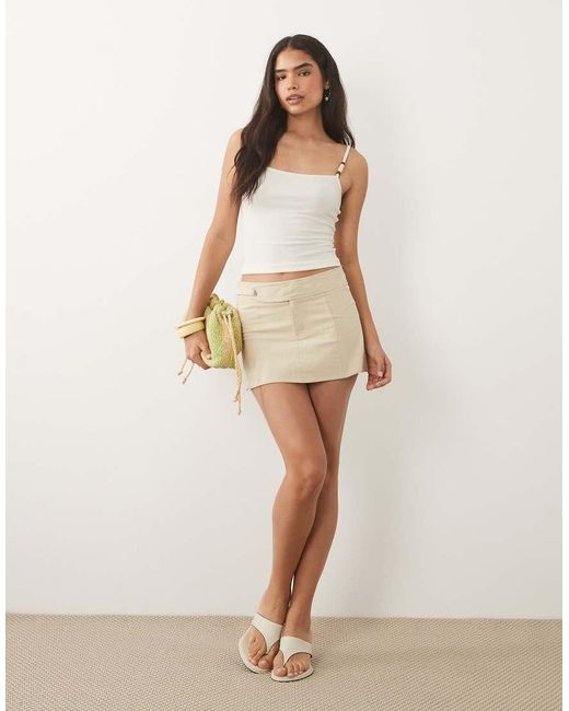Mango White Square Neck Strappy Beaded Cami Top
